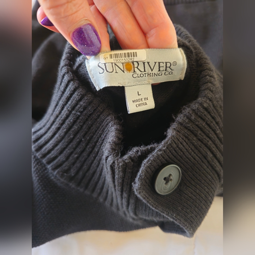 SunRiver Men's Black half turtle neck Sweater 🖤 (Large) 🖤 - Picture 7 of 16